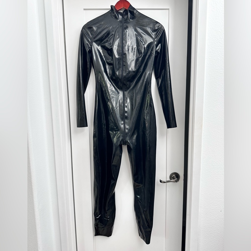 Black latex catsuit large